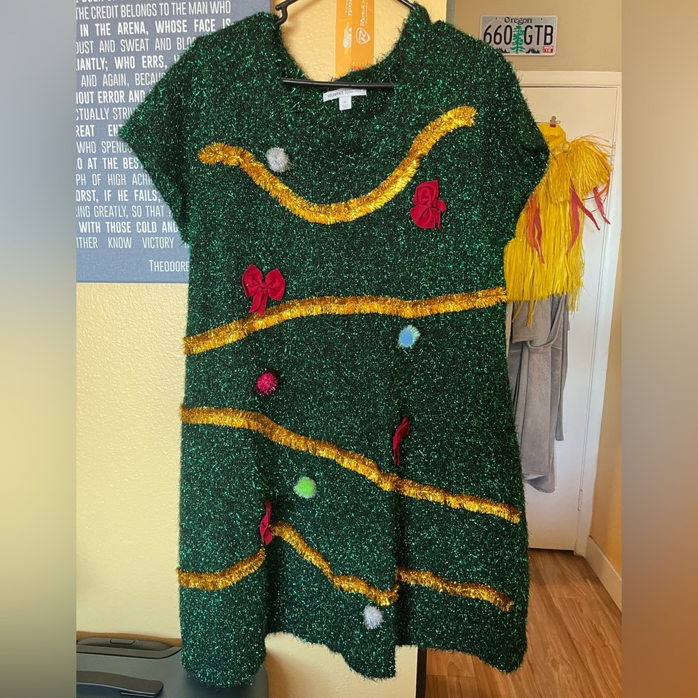 ❌SOLD•Christmas tree dress•ugly dress•ugly sweater•Christmas party dress